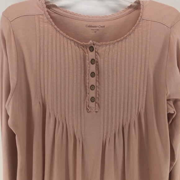 Coldwater Creek Tops - Coldwater Creek Long Sleeve Pleated Ruffled Baby Doll Shirt w/Buttons SMALL